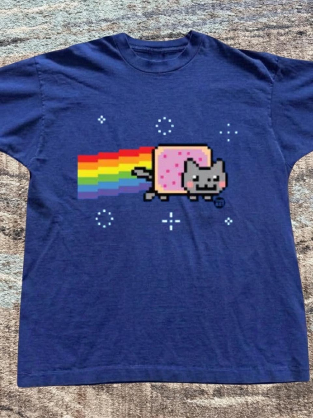 Gildan Navy Blue Nyan Cat Pixel Art Tee